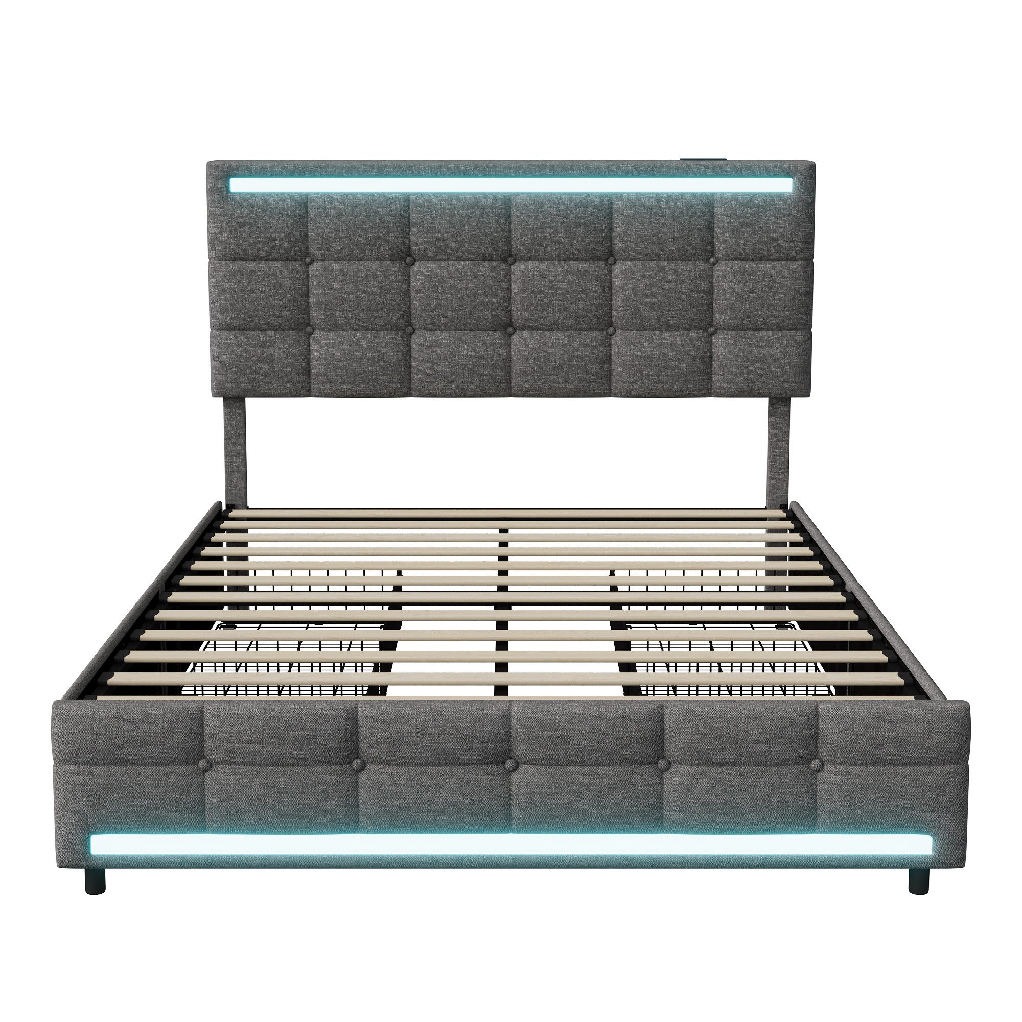Polsterbett Doppelbett Stauraumbett Funktionbett- grau 2